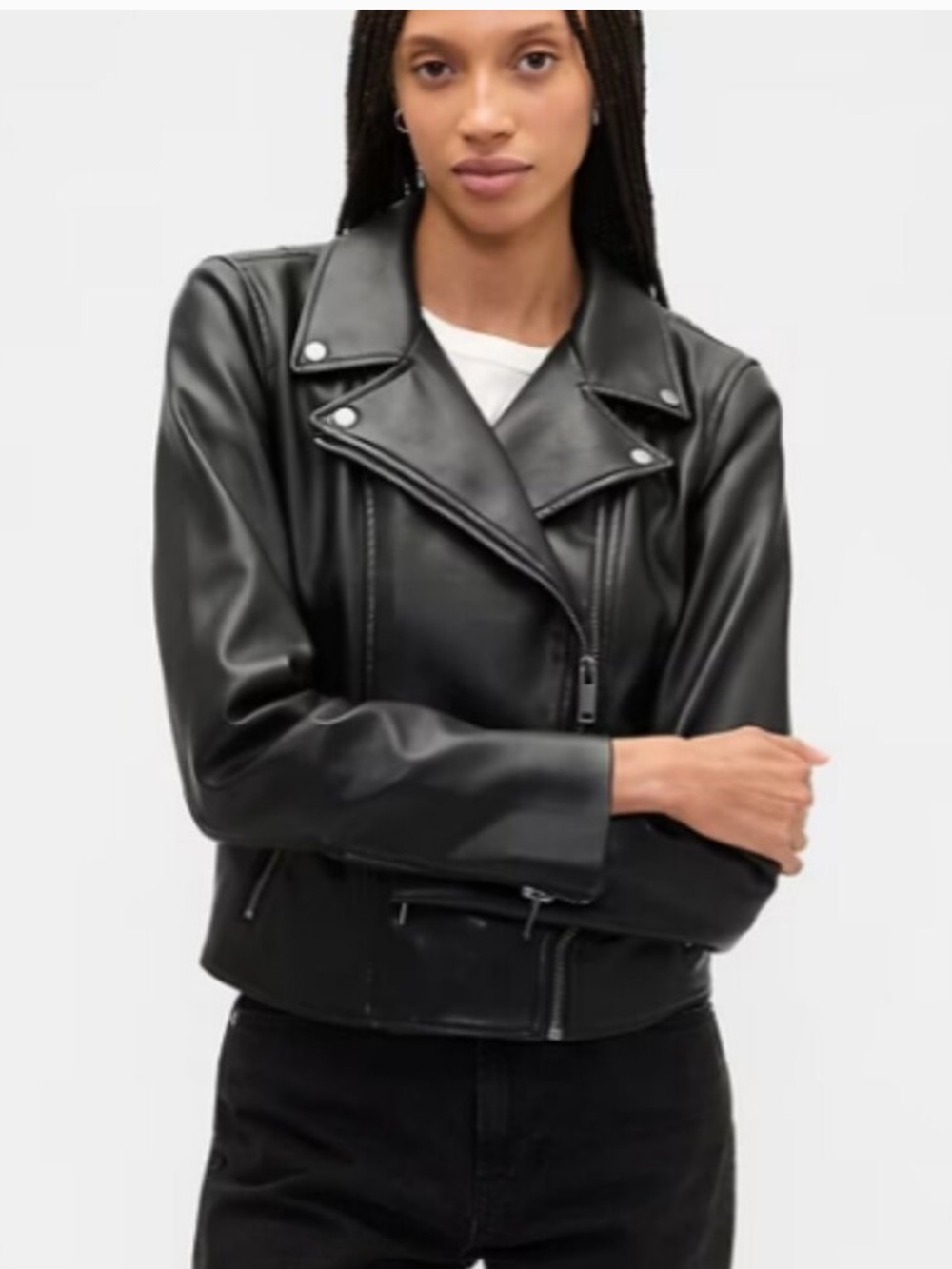 NWOT GAP Black Vegan Leather Moto Jacket